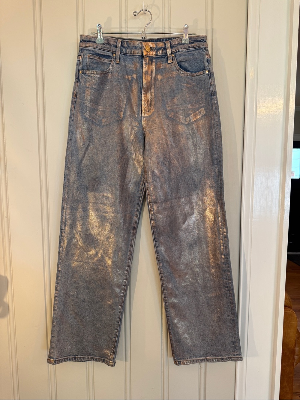 Metallic womens KUT brand denim Jeans wide leg Sienna size 8